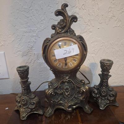 Sale Photo Thumbnail #1122: clock and candlesticks
