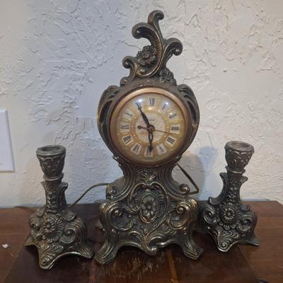 Sale Photo Thumbnail #1118: clock and candlesticks