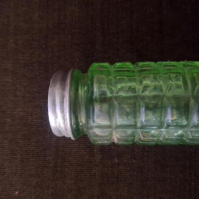 Sale Photo Thumbnail #1126: Vaseline glass or uranium glass salt shaker