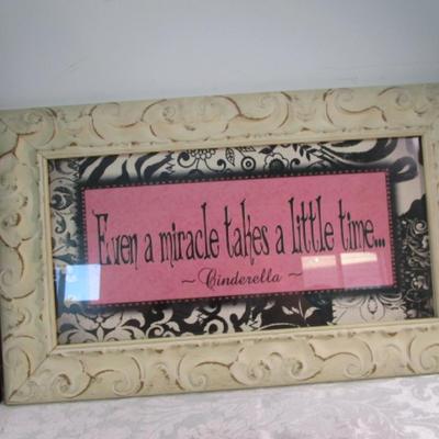 Sale Photo Thumbnail #65: 1 is the document "The Living Christ" with pictures of Jesus surrounding it16-1/2" x 15-1/2", the other is a quote from Cinderella "Even a miracle takes a little time" 12" x 20" see pictures