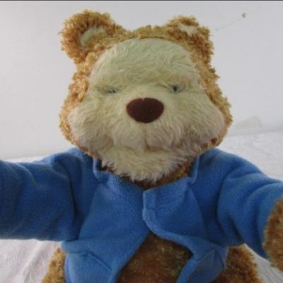 Sale Photo Thumbnail #209: A story-telling toy from Hasbro, see pictures, 9-1/2" x 12" x 14", bear only does not have additional books or inserts. Sings, talks, nods his head, raises his hands, wiggles his ears, eyes open & close, mouth moves, has games, takes 4 D batteries not inc