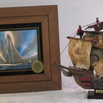 Sale Photo Thumbnail #504: Picture is 14-1/2" x 12-3/4 with frame, Ship is 12" x 11" tall, See pictures