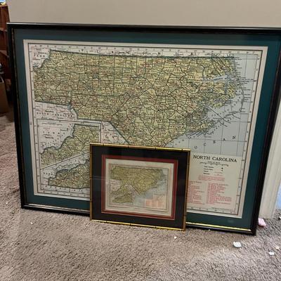 Two Framed North Carolina Maps (T2-MG)
