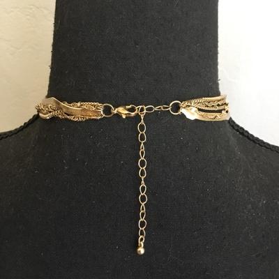Beautiful very nice gold toned, multi layered chain faux coin , necklace
