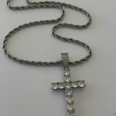 Beautiful rhinestone cross pendant, and very nice chain necklace