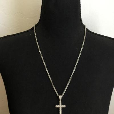 Beautiful rhinestone cross pendant, and very nice chain necklace