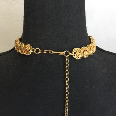 Vintage, gold tone Byzantine chain choker necklace