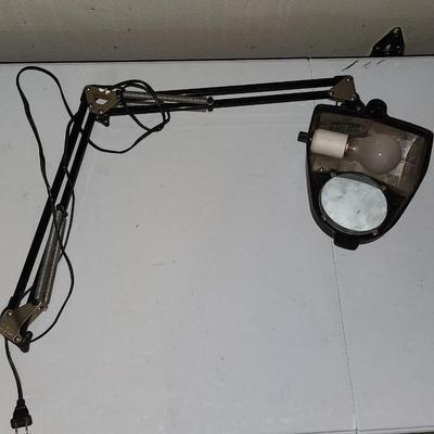 Sale Photo Thumbnail #226: Vintage Swiveling Desk Magnifying Glass Lamp W/ Light. Working and has desk clamp as well.