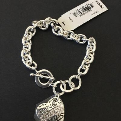 Guess bracelet silver tone heart charm