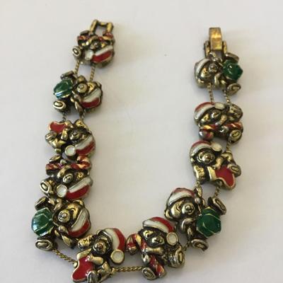 Vintage teddy bear bracelet very cute Christmas bracelet vintage