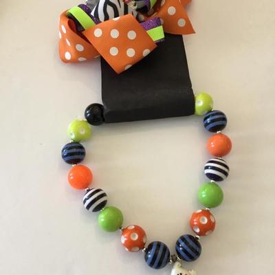 Cute Halloween statement, necklace and hair bow