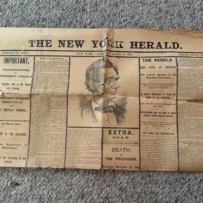 LOT 9K: 1865 Book of the Trial for the Assassination of Abraham Lincoln, 1940s Repro New York Herald Lincoln Assassination Newspaper...