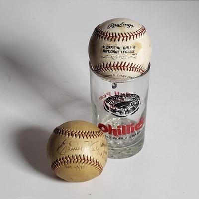 LOT 59L: Vintage Philadelphia Phillies Lot Including MLB Baseball, Autographed Ball, Larry Bowa Bobblehead and More