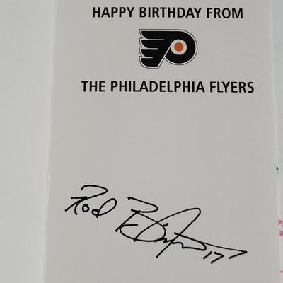 LOT 60L: Philadelphia Flyers Memorabilia Lot Featuring Donald Brashear Bobblehead, Autographed Birthday Cards by Rod Brindamour, Eric...
