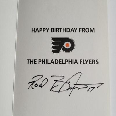 LOT 60L: Philadelphia Flyers Memorabilia Lot Featuring Donald Brashear Bobblehead, Autographed Birthday Cards by Rod Brindamour, Eric...