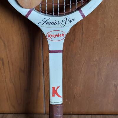 LOT 64X: Vintage Sporting Equipment Featuring Golden Cadillac Sand Wedge Golf Club, Kroydon Junior Pro Tennis Racket and More