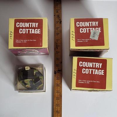 LOT 67X: Four Hand Painted Porcelain Country Cottage Houses from 1980's Little Village Collection Series