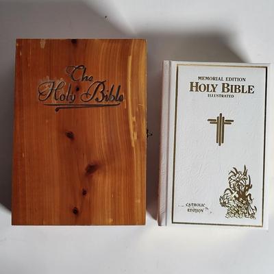 LOT 68L: Collection of Religious Items Including Holy Bible, Jesus Framed Painting and More