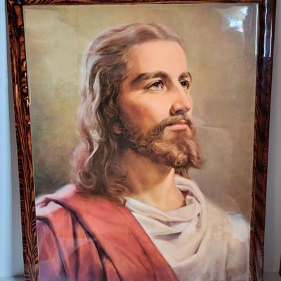 LOT 68L: Collection of Religious Items Including Holy Bible, Jesus Framed Painting and More