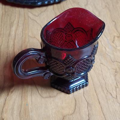 LOT 75L: Avon Ruby Red Glass Dinner Collection