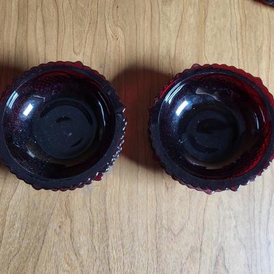 LOT 75L: Avon Ruby Red Glass Dinner Collection