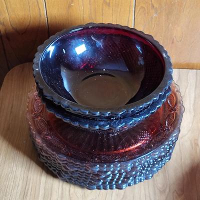 LOT 75L: Avon Ruby Red Glass Dinner Collection