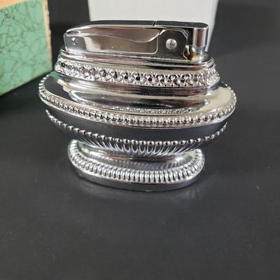 LOT 83X: Men's Vanity & Accessory Lot; Antique Glasses, NIB Table Lighter, Oviline Crystal Tie Clip & More