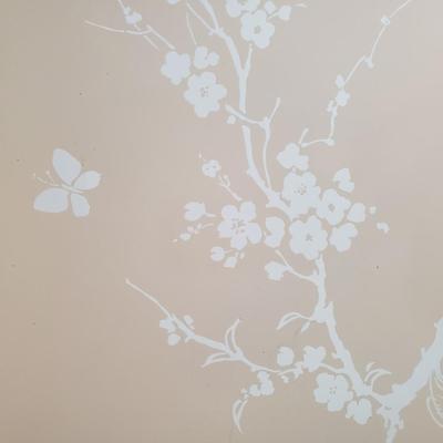 LOT 84X: Vintage Cherry Blossom Bed Tray, Pair of Floral Ceramic Table Lamps & Rolls of Vintage Floral Wallpaper