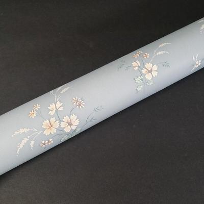LOT 84X: Vintage Cherry Blossom Bed Tray, Pair of Floral Ceramic Table Lamps & Rolls of Vintage Floral Wallpaper
