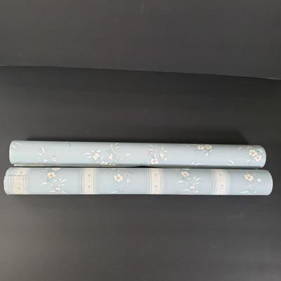 LOT 84X: Vintage Cherry Blossom Bed Tray, Pair of Floral Ceramic Table Lamps & Rolls of Vintage Floral Wallpaper