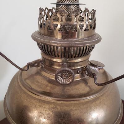 LOT 87X: Antique Brass Rayo Oil Lamp with Glass Shade