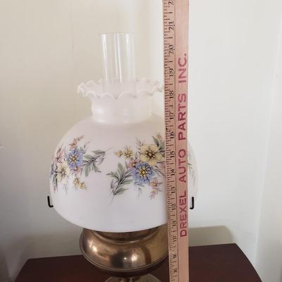LOT 87X: Antique Brass Rayo Oil Lamp with Glass Shade
