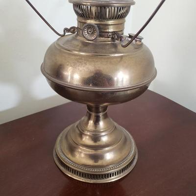 LOT 87X: Antique Brass Rayo Oil Lamp with Glass Shade
