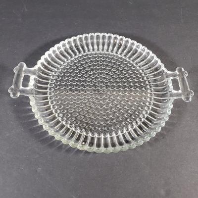 LOT 91D: Large Diamond Thumbprint Compote, Etched Ice Bucket & Glass Tableware Assortment