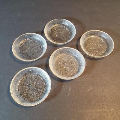 LOT 91D: Large Diamond Thumbprint Compote, Etched Ice Bucket & Glass Tableware Assortment