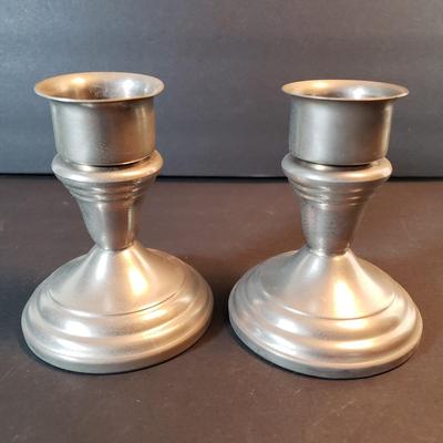 LOT 92D: Various Candlesticks & Accessories with Glass Bud Vase
