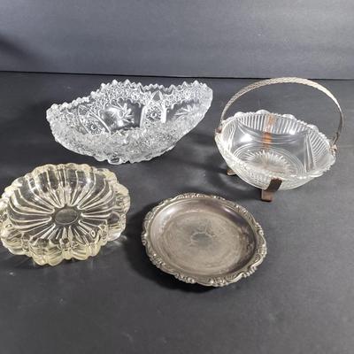 LOT 94D: Vintage Tableware Assortment; Silver Overlay, Ceramic Platinum Rose Vase & So Much More