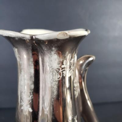 LOT 94D: Vintage Tableware Assortment; Silver Overlay, Ceramic Platinum Rose Vase & So Much More