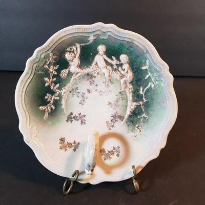 LOT 95X: Decorative Tabletop Assortment; German Porcelain incl. Nappy Dish, Gold Rimmed Pink Glass & More