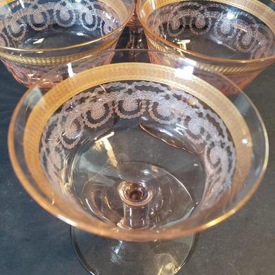 LOT 95X: Decorative Tabletop Assortment; German Porcelain incl. Nappy Dish, Gold Rimmed Pink Glass & More