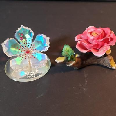 LOT 95X: Decorative Tabletop Assortment; German Porcelain incl. Nappy Dish, Gold Rimmed Pink Glass & More