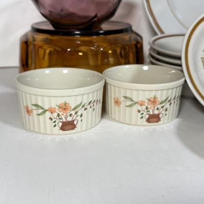 LOT 107D: Vintage Orange Rival Stoneware CrockPot, Countryside Stoneware Collection Dishes & More