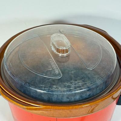 LOT 107D: Vintage Orange Rival Stoneware CrockPot, Countryside Stoneware Collection Dishes & More