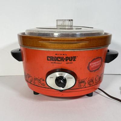 LOT 107D: Vintage Orange Rival Stoneware CrockPot, Countryside Stoneware Collection Dishes & More