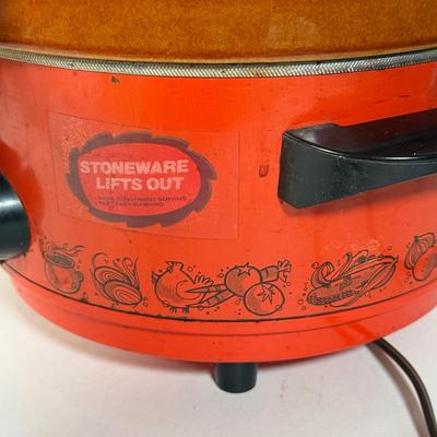 LOT 107D: Vintage Orange Rival Stoneware CrockPot, Countryside Stoneware Collection Dishes & More