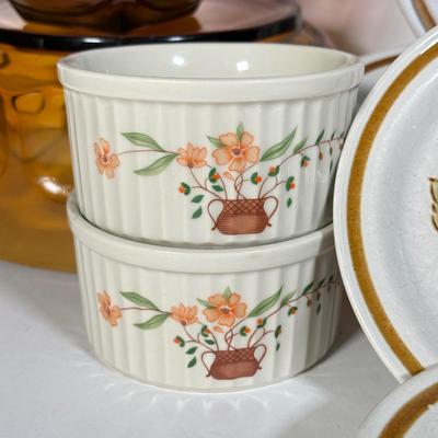 LOT 107D: Vintage Orange Rival Stoneware CrockPot, Countryside Stoneware Collection Dishes & More