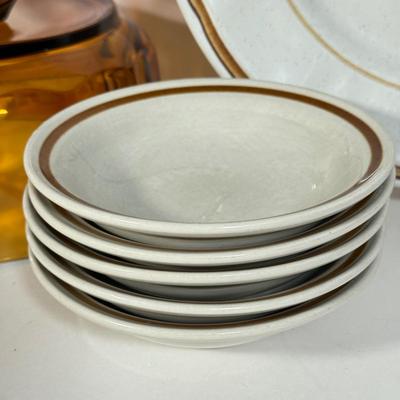 LOT 107D: Vintage Orange Rival Stoneware CrockPot, Countryside Stoneware Collection Dishes & More