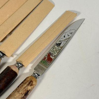 LOT 109D: Vintage 1970s Anton Wingen Jr Solingen-Germany Rostfei Moose Elk Buck Decorated Carving Set