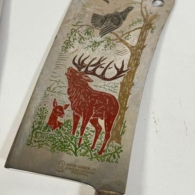LOT 109D: Vintage 1970s Anton Wingen Jr Solingen-Germany Rostfei Moose Elk Buck Decorated Carving Set