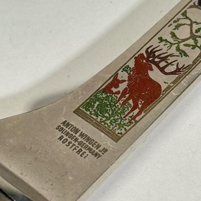 LOT 109D: Vintage 1970s Anton Wingen Jr Solingen-Germany Rostfei Moose Elk Buck Decorated Carving Set